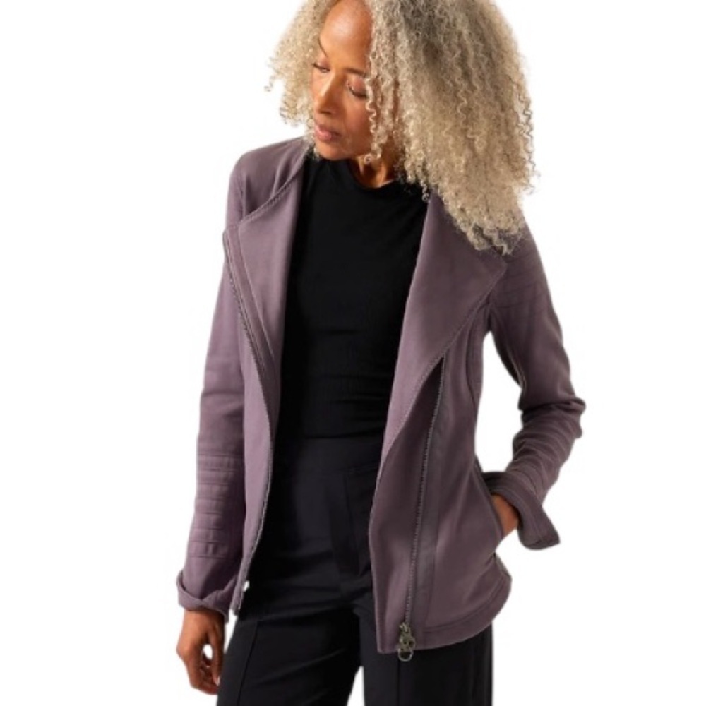 ATHLETA Women’s Outdoors Hiking Asymmetric Moto Jacket in Dusk Violet Size M - Picture 2 of 10
